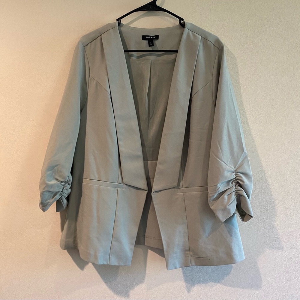 torrid Light Sage Green Open Front Blazer